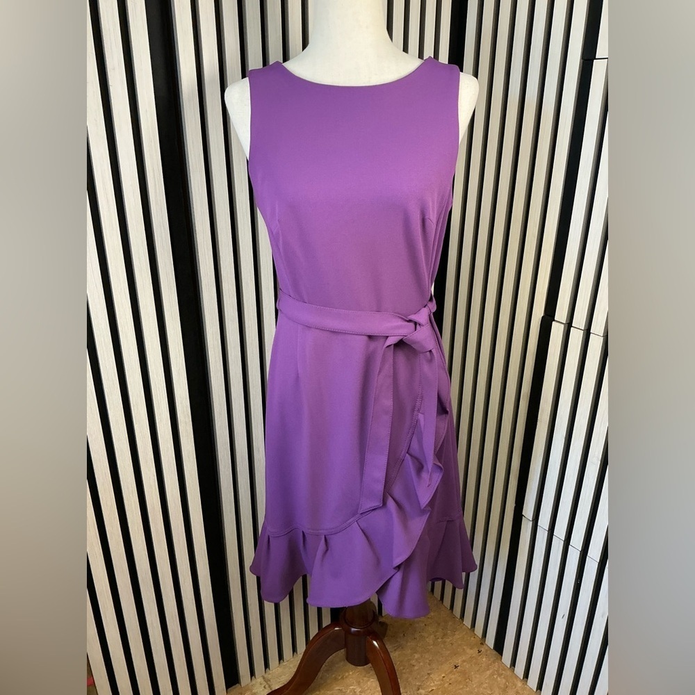 NWT Calvin Klein Purple Midi Dress with Ruffle Hem, Sz 6